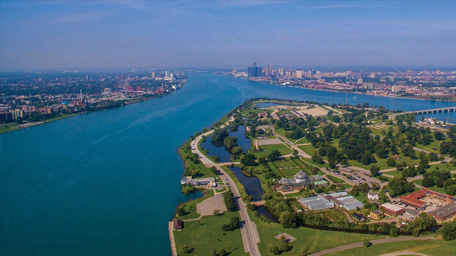 มุมมองทางอากาศของ Belle Isle Park