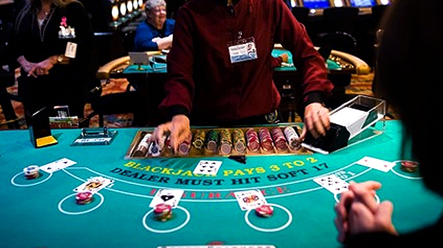Closeup ของเกม Blackjack Table