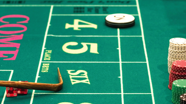ภาพระยะใกล้ของตาราง Craps