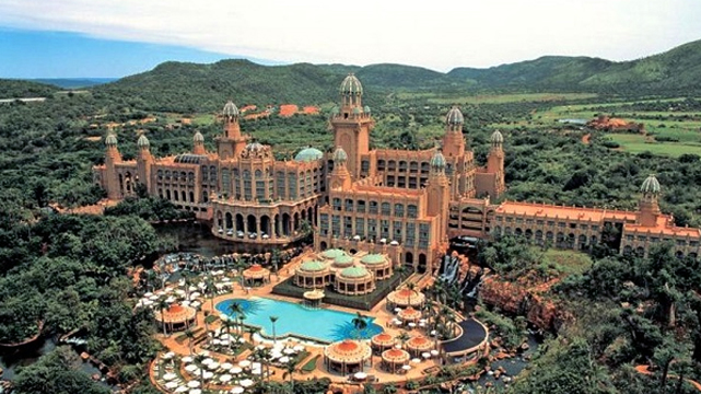 มุมมองทางอากาศของ Sun City Casino Resort ในแอฟริกาใต้