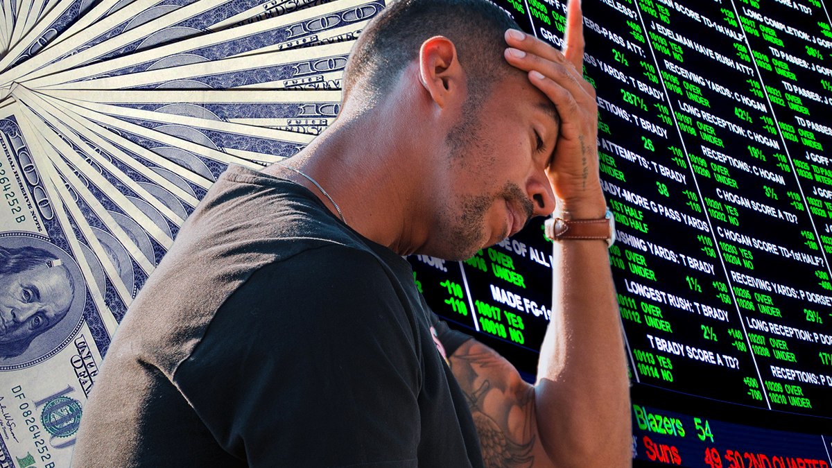 Pria Frustrasi Dengan Latar Belakang Uang dan Sportsbook