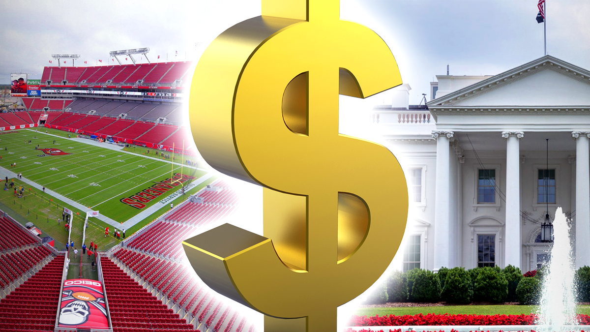 Dollar Sign With NFL Stadium and White House Background