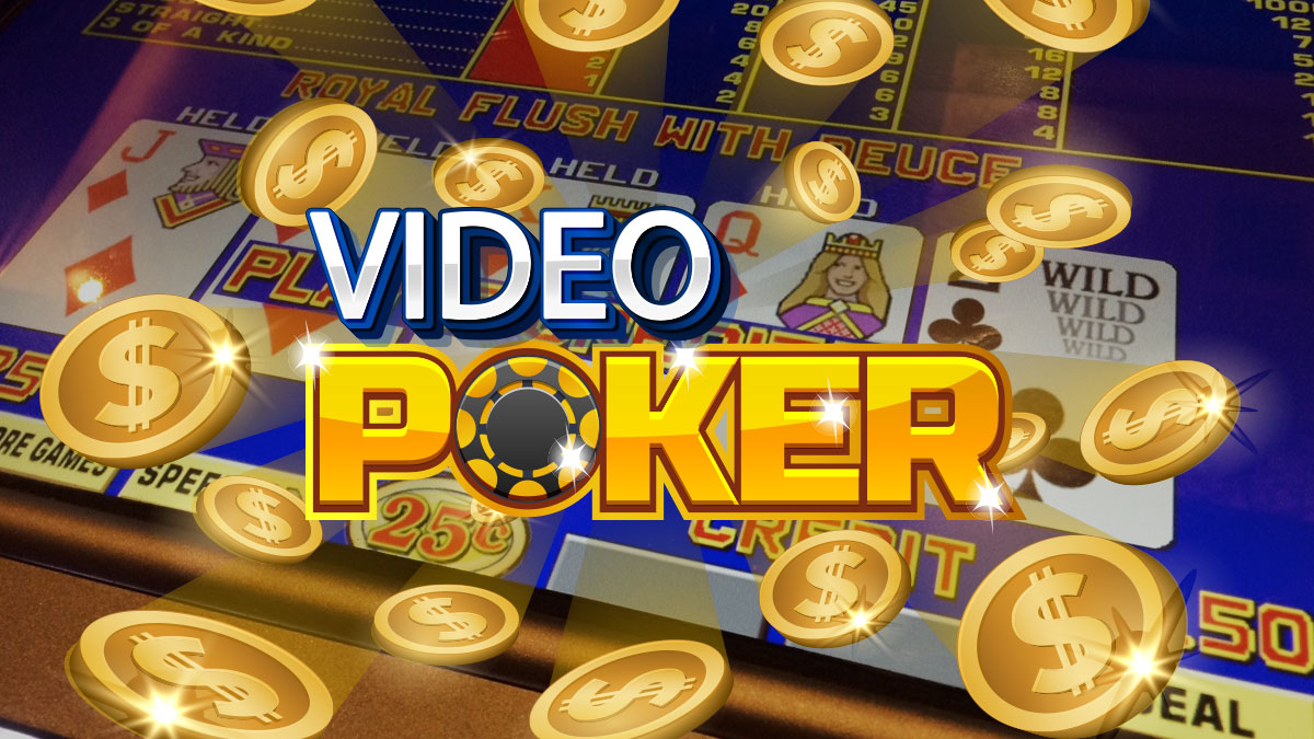 Logo Video Poker Dengan Layar dan Keripik Di Belakang