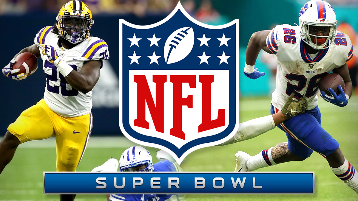 NFL Super Bowl Logo With NFL Running Back Background