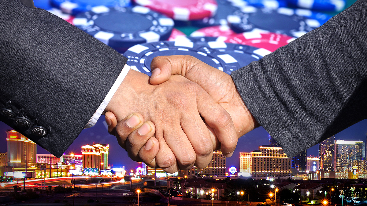 Handshake With a Las Vegas Casino Background