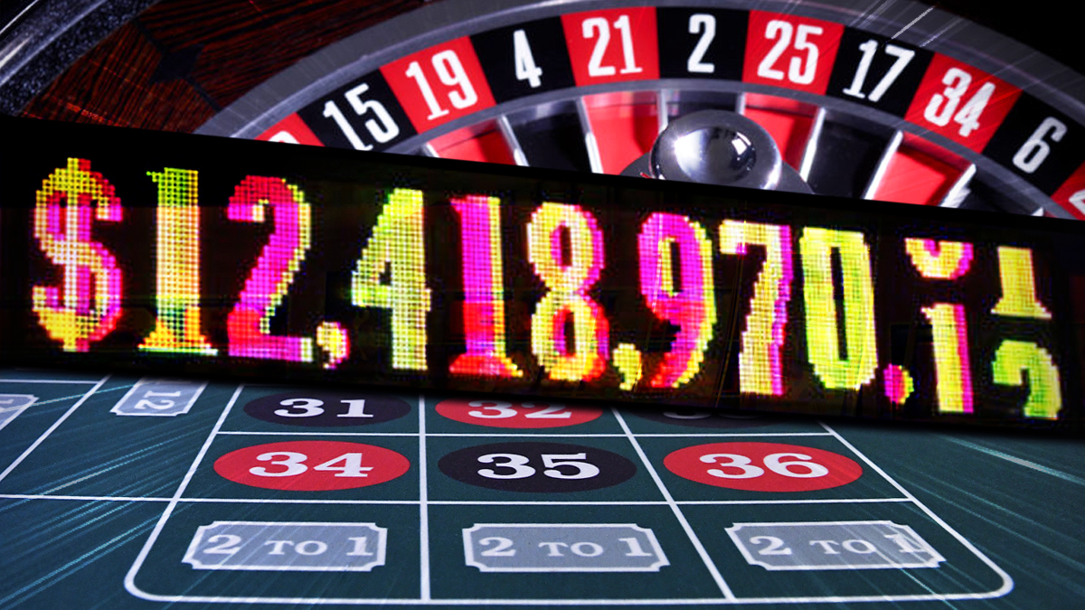 Progressive Jackpot Ticker With a Roulette Background