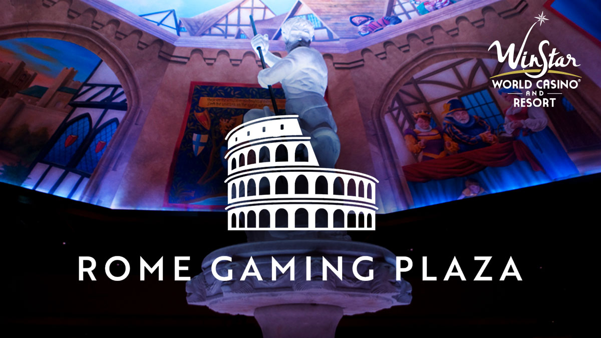 A Statue At The Rome Gaming Plaza In The Winstar World Casino and Resort