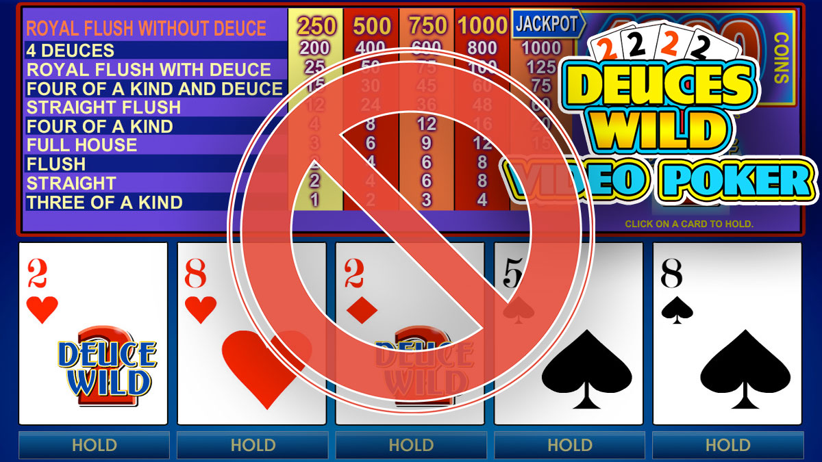 Deuces Wild Video Poker Dengan Lingkaran Palang Merah Meskipun Pusatnya