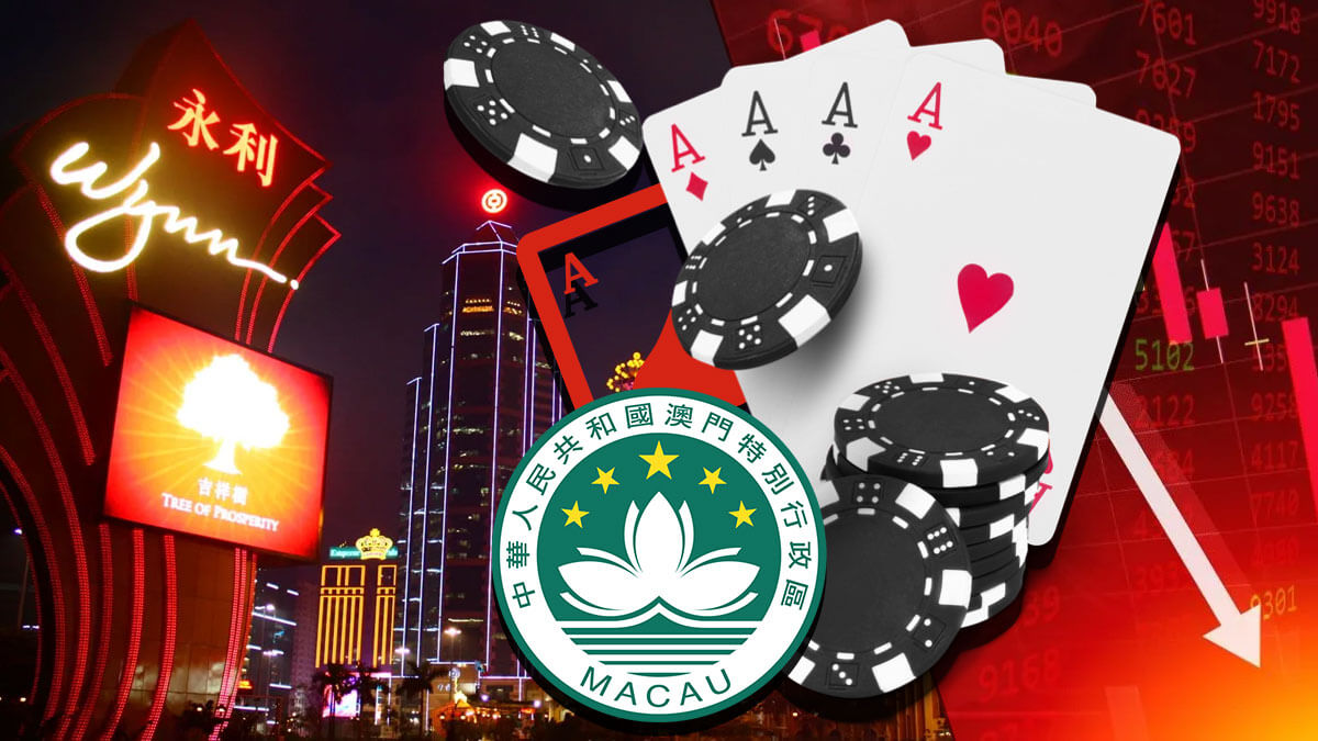 Macau Gambling Background With Down Stock Market
