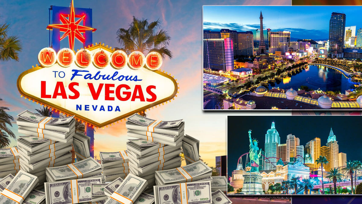 Las Vegas Sign And Money With Strip Background