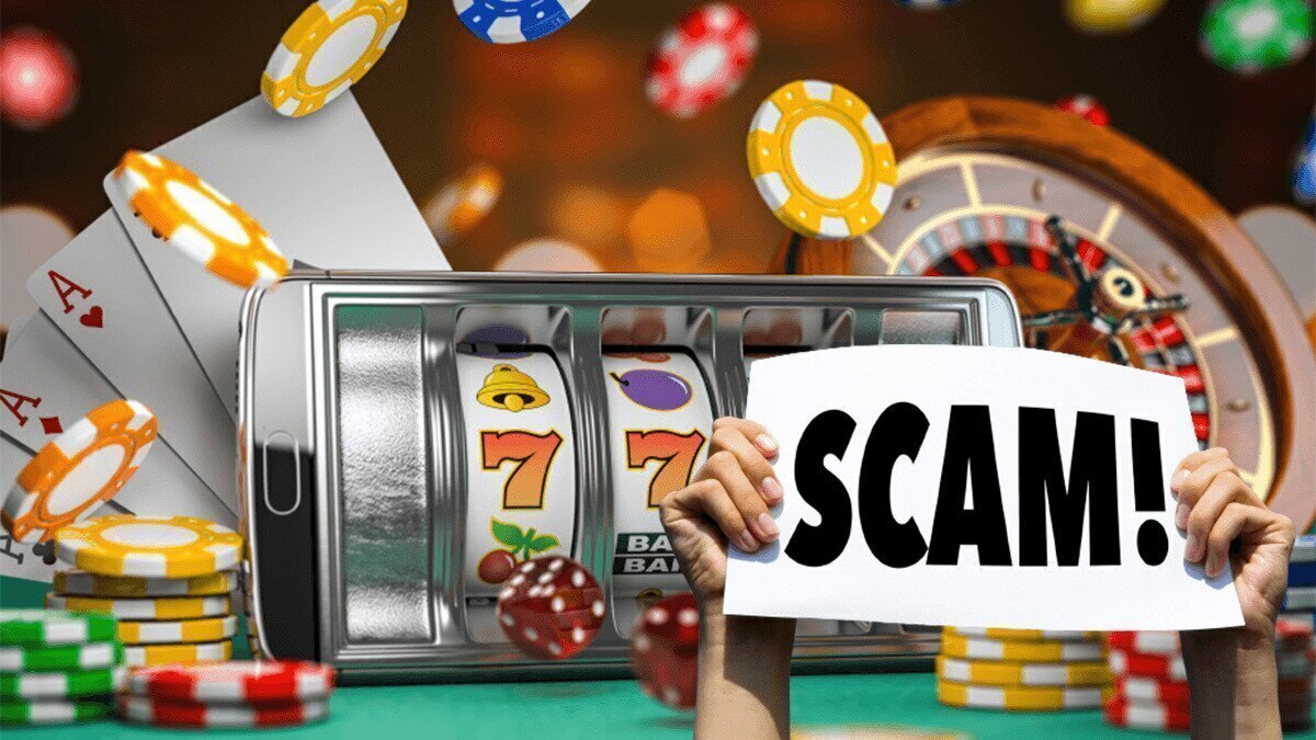 Casino Game Paraphernalia With Scam Written in Front