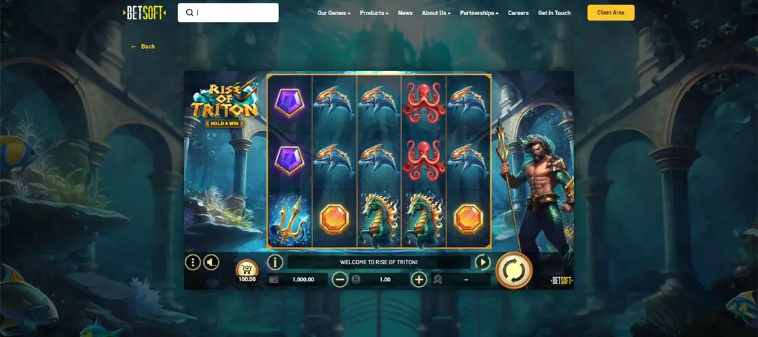 Betsoft Online Casino Rise of Triton Online Slots Game